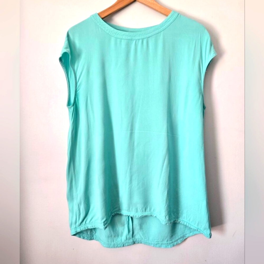 SEG'MENTS LUXE Aqua Sleeveless Rayon Top